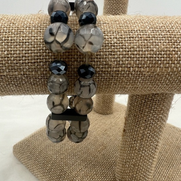 Double strand Tourmaline gemstone beaded stretch bracelet - Picture 2 of 6